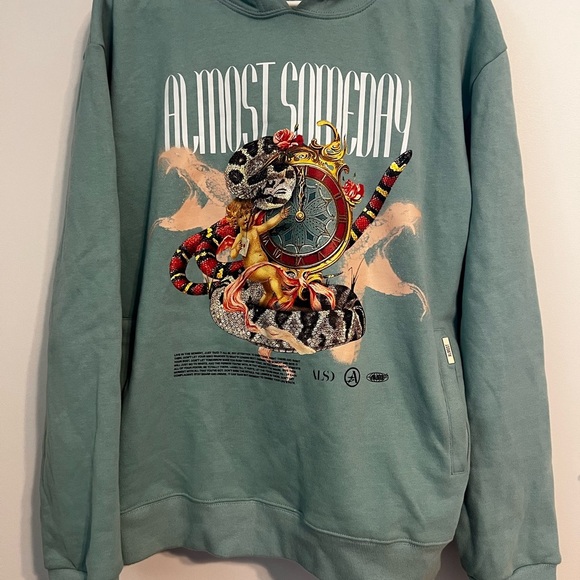 Men's Almost Someday Graphic Crewneck Sweater - Teal Medium - Picture 1 of 5